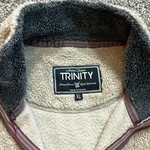 TRINITY CREAM SHERPA LONG SLEEVE PULLOVER  SWEATER WITH FRONT   ZIPPER - Picture 8 of 15